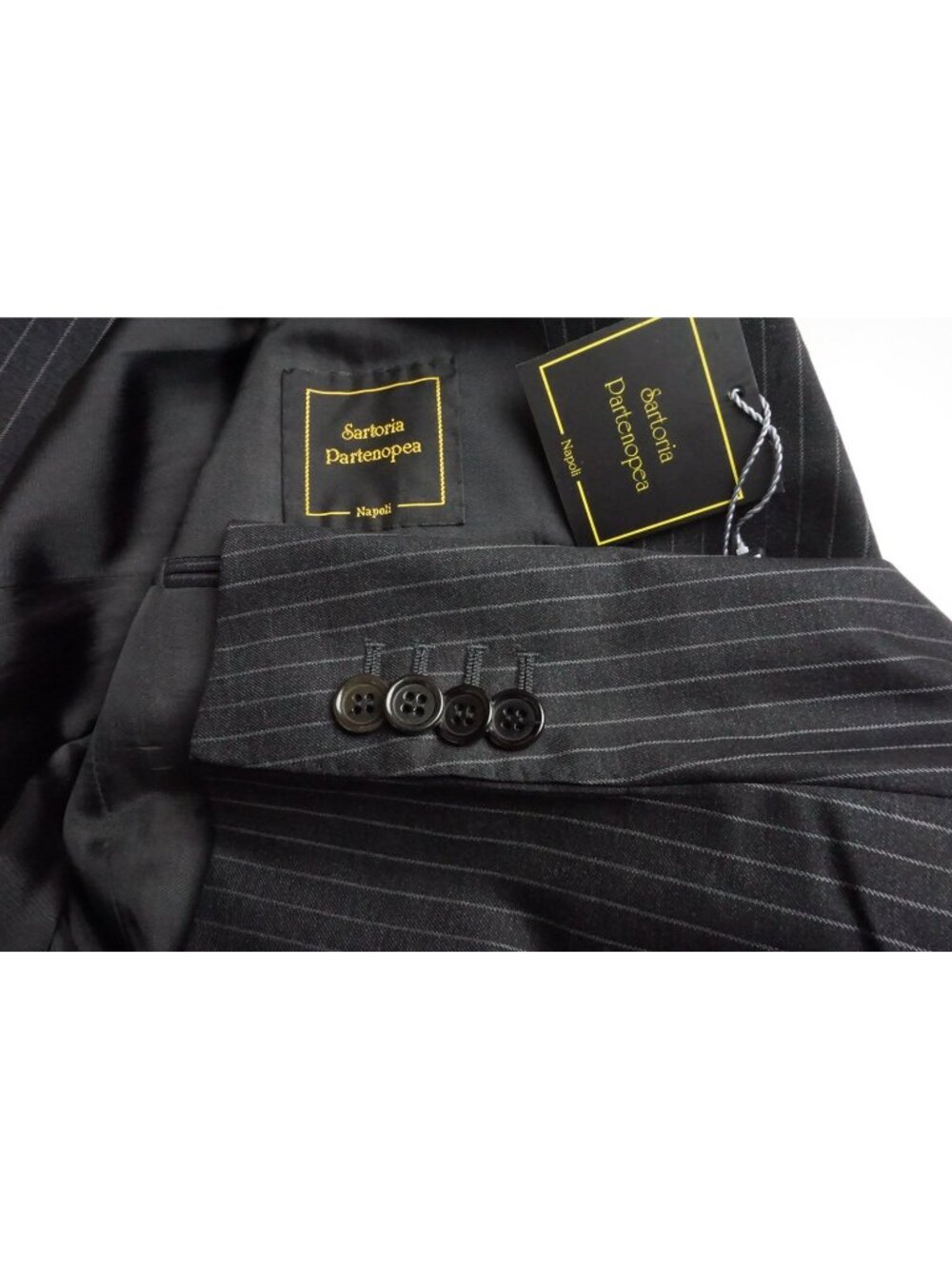Sartoria Partenopea Charcoal Striped 2 Pc Suit Jacket Pant 50 EU NEW
